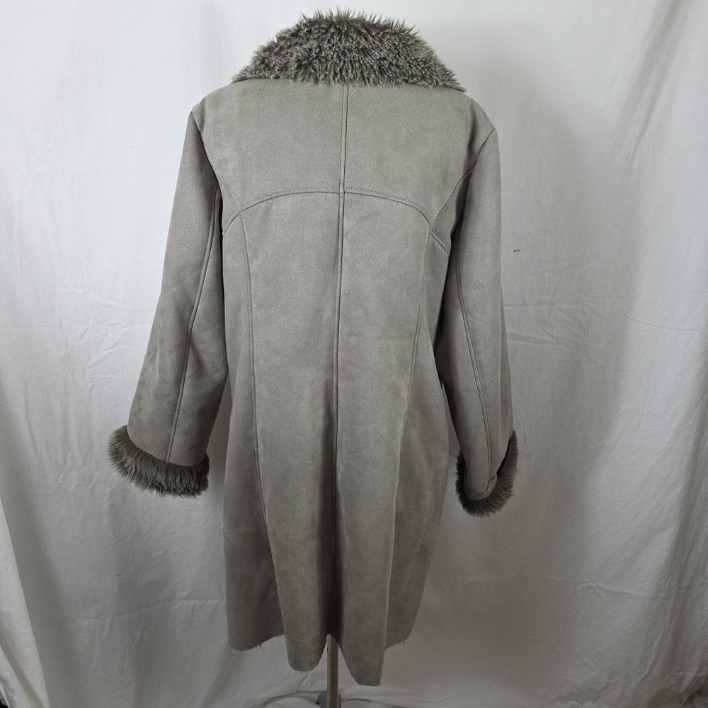 Chico's Gray Faux Suede Fur Penny Lane Teddy Coat Jacket Womens XL 16 Chicos 3 - Picture 2 of 8